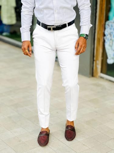 Image of Mens Solid Polyester Twill Slim Fit Formal Pants | Lightweight and Breathable Fabric | Flat Front Design | Ideal for Office, Travel & Semi-Formal Occasion