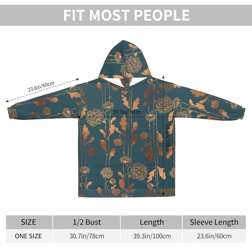 Sweat à capuche flanelle unisexe pull couverture ample poche fleurs