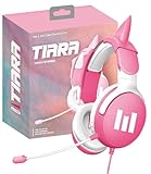 indeca BUSINESS Auriculares para Niñas con Orejas de Gato Rosa – Cascos Infantiles Gaming con Cable Jack 3,5 mm, Microfono Flexible, Diadema Ajustable, Headset Kawaii para PC, Tablet y Móvil