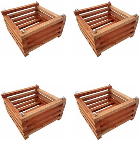 Kit 4 Cachepô De Madeira Quadrado 20x20 Plantas Orquídeas M