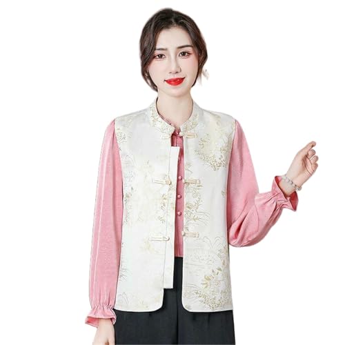 Chaleco sin mangas para mujer con jacquard premium y botones tradicionales