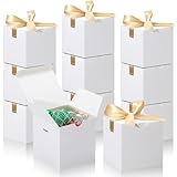 DOYIDE Small Gift Boxes, 20 Pack 5x5x5 Inch White Elegant Paper Boxes with Ribbons, Crafting, Christmas Gift Box Wedding Party Favor, Cupcake, Candy, Bridesmaids Proposal Box