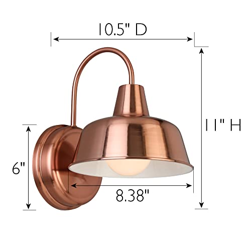 Image of Design House Mason Farmhouse Gooseneck Barn Light, Outdoor Exterior Porch or Patio Wall Light Fixture, Copper Paint, 8 Inch Diameter, 1-Pack, 588434 | , Wall Mount, Modern Farmhouse, Steel, Lighting, 588434