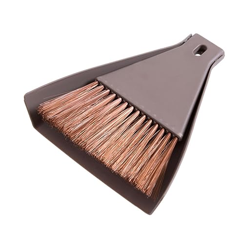 Veemoon 2 Juegos Mini Recogedor y Cepillo de Mano para Limpieza Color Beige y Café Compacto y Portátil para Escritorio Hogar y Hotel Juego de Unidades