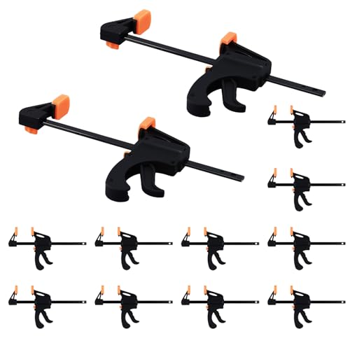 PINGEUI 12 Pack 4 Inch Quick Grip Clamps - Quick Release Clamp Ratchet Bar Clamps for Professional Woodworking, Manual Work, DIY Handmade Craft Project