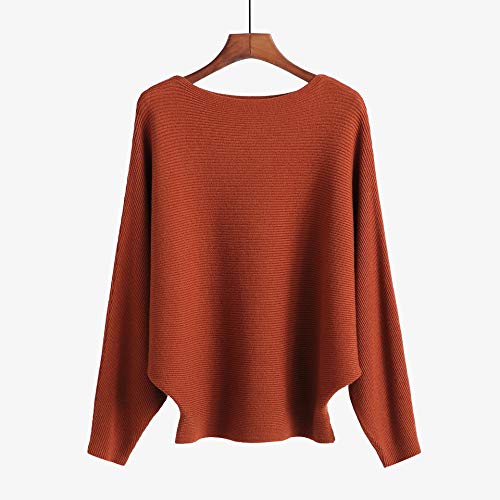 Image of EDSTAR Women Dolman Batwing Sleeves Knitted Sweaters Winter Boat Neck Pullovers Tops