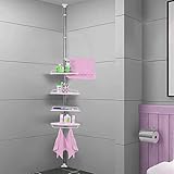 HAYATEC Teleskopregal Duschregal Duschecke Eckregal Badregal Wandregal für Badezimmer ohne Bohren mit 4 Ablagen