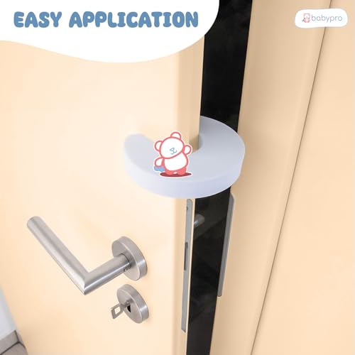Image of BabyPro Baby Proofing Finger U-Shape Door Guard (Pack of 4, White) for Kids Safety, Non-Toxic EVA Foam, Children Safety Door Slam Stopper, Prevents Finger Pinch Injuries & Pet from Getting Locked