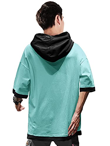 Image of EYEBOGLER Men's Trendy Hooded Neck Half Sleeves Solid T-Shirt