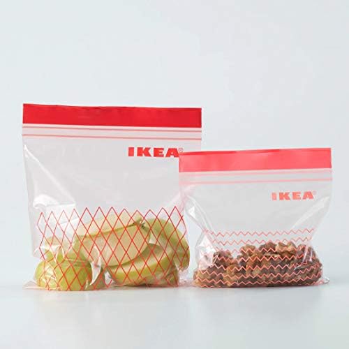 New Ikea ISTAD Red Plastic Freezer-safe Bag - 30 Bags (0.4 l, 15x15.5 cm) and 30 Bags (1 l, 18x21.5 cm) Total 60 Bags