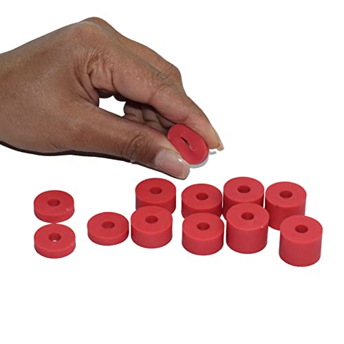 Hawkeng 6mm (M6) Super Soft Rubber Spacers Standoff Washers Shore A 38 (12 Pack) 4 x 15mm, 4 x 10mm, 2 x 5mm - Red - Image 2