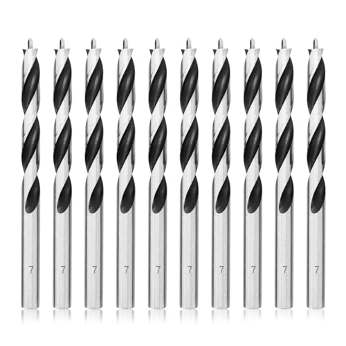 Punte Trapano Legno, Meccion 7mm 10Pezzi Professionale Brad Point Elicoidale Punta per Legno