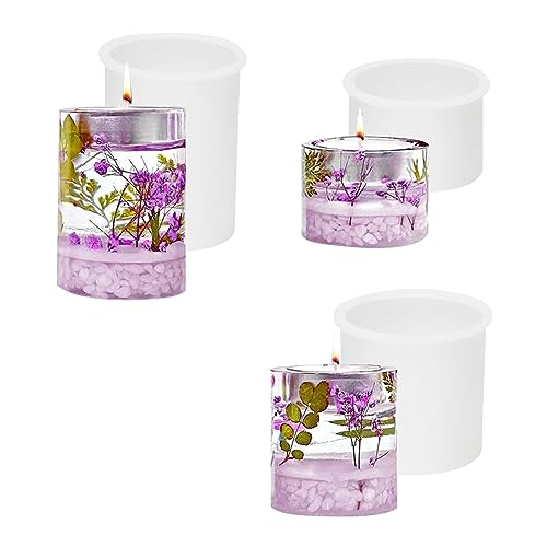 Toivize 3 Pezzi Stampo Candele in Silicone, 3 Dimensioni Stampi per Candele Cilindriche in Silicone Stampi Candele Fai Da Te per Candele Profumate, Sapone Artigianale e Creazioni Gioielli