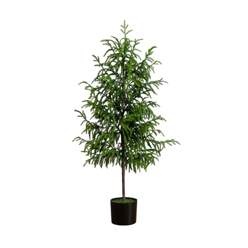 Nearly Natural 4 ft Artificial Norfolk Pine Tree with Planter Holiday Decor