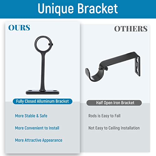 1 Inch Curtain Rods, Black Curtain Rods, Curtain Rods For Windows 66 To 120, Outdoor Curtain Rod For Patio, Wall Mount & Ceiling Mount, Adjustable Curtain Rod, Room Divider Curtain Rod (72” To 144”) #TOP7