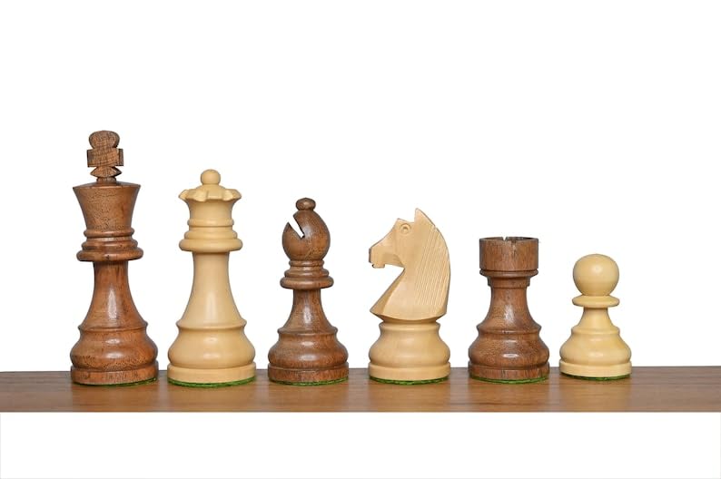 Juego de ajedrez magnético plegable de 21 pulgadas en boj y tablero de palisandro dorado (Sheesham) | Ajedrez alemán Kinght de 3.7 pulgadas