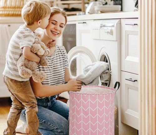 Image of Round Laundry Hamper Storage Basket Fabric Material Storage Hamper Organization Basket, Storage Bin, Gift Box with Handles for Room