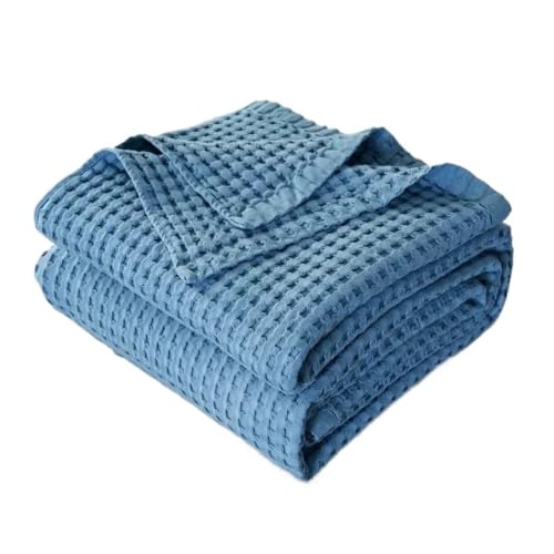 Manta de algodón gofrado gris y blanco para cama individual y sofá 3