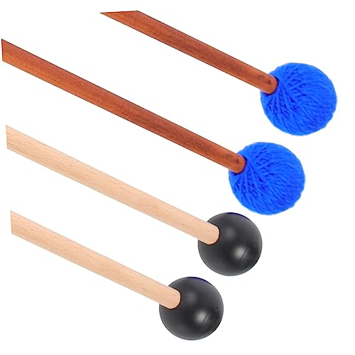 BESPORTBLE 2 Pairs Marimba Mallets with Handles of Comfortable Rubber and Yarn Head Percussion Sticks for Xylophone and Glockenspiel present for Music Lovers and Beginners