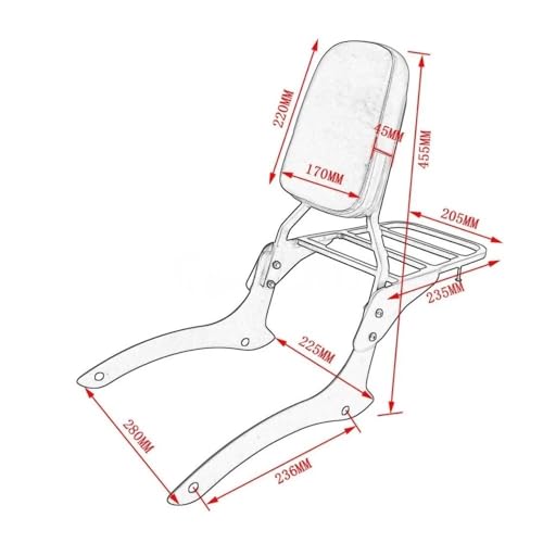 Dossier passager moto XVS 1100 résolvant le manque de confort et de rangement arrière