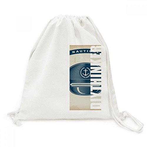 Sac à dos cordon en toile motif chapeau marin militaire pour voyage DIYthinker