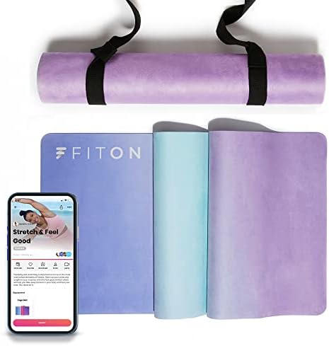 FitOn Yoga Mat Thick & Soft Workout Mat W/Travel Strap, Non Slip Fitness Mat For Yoga, Pilates, Pelvic Floor Routine Exercise Mats, Workout Equipment For Home Gym Workouts 70" x 24", Northern Lights