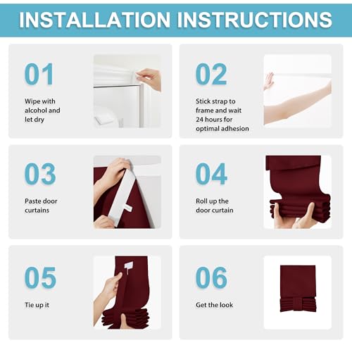 Image of RYB HOME Classroom Door Window Cover, Blackout Shades for Classroom Windows and Doors Cover Lockdown Shades, Room Darkening Design Blocks Views, W 8 x L 36, 1 Panel, Burgundy Red