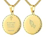 RONLLNA Bibelvers-Halskette aus Edelstahl mit Bibelvers, Gebetskette mit Medaillen-Anhänger, Edelstahl