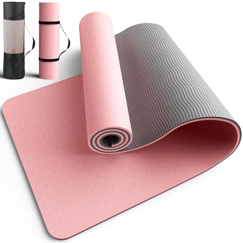 Pureegg Non Slip Yoga Mat TPE 72 x 24 x 0.24 Pink Pilates