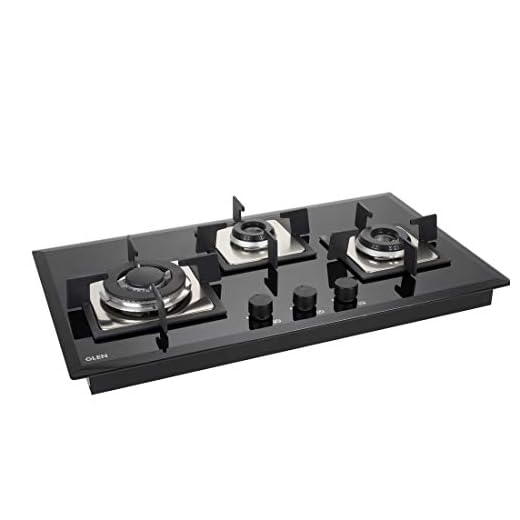 Glen 3 Burner Built in Glass Gas Hob Top with Italian Double Ring Burners, Auto Ignition, Black (1073 SQ HT in TR)