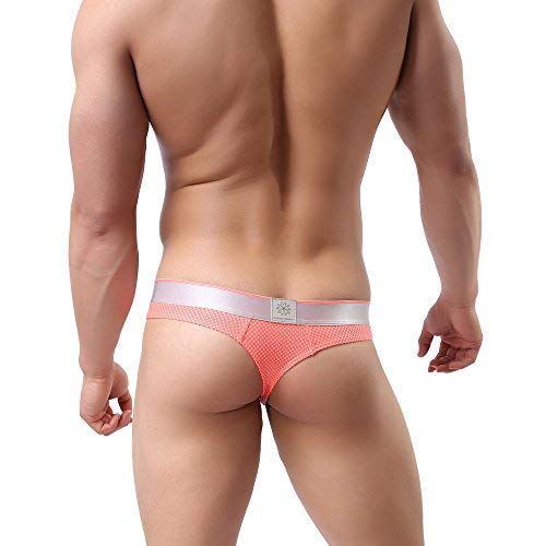 Musclemate Men's Thong Underwear, No Visible Lines.(M, Orange) #TOP2