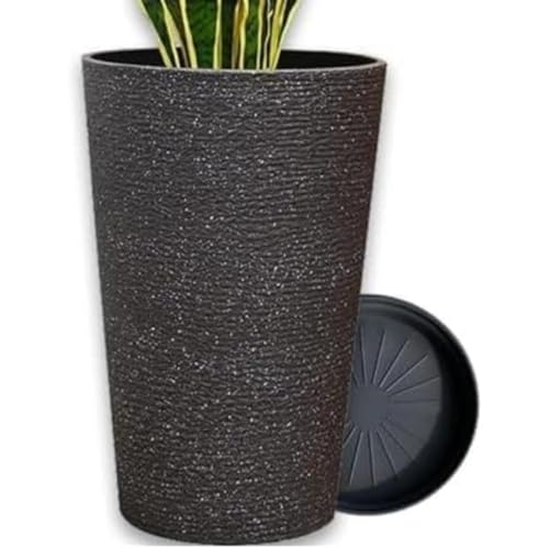 REENEW プランター 大型 おしゃれ 受け皿付き 植木鉢 大型 軽量 屋内 屋外用 プランター 深型 排水穴付き 観葉植物 鉢 植木鉢 (G-S)