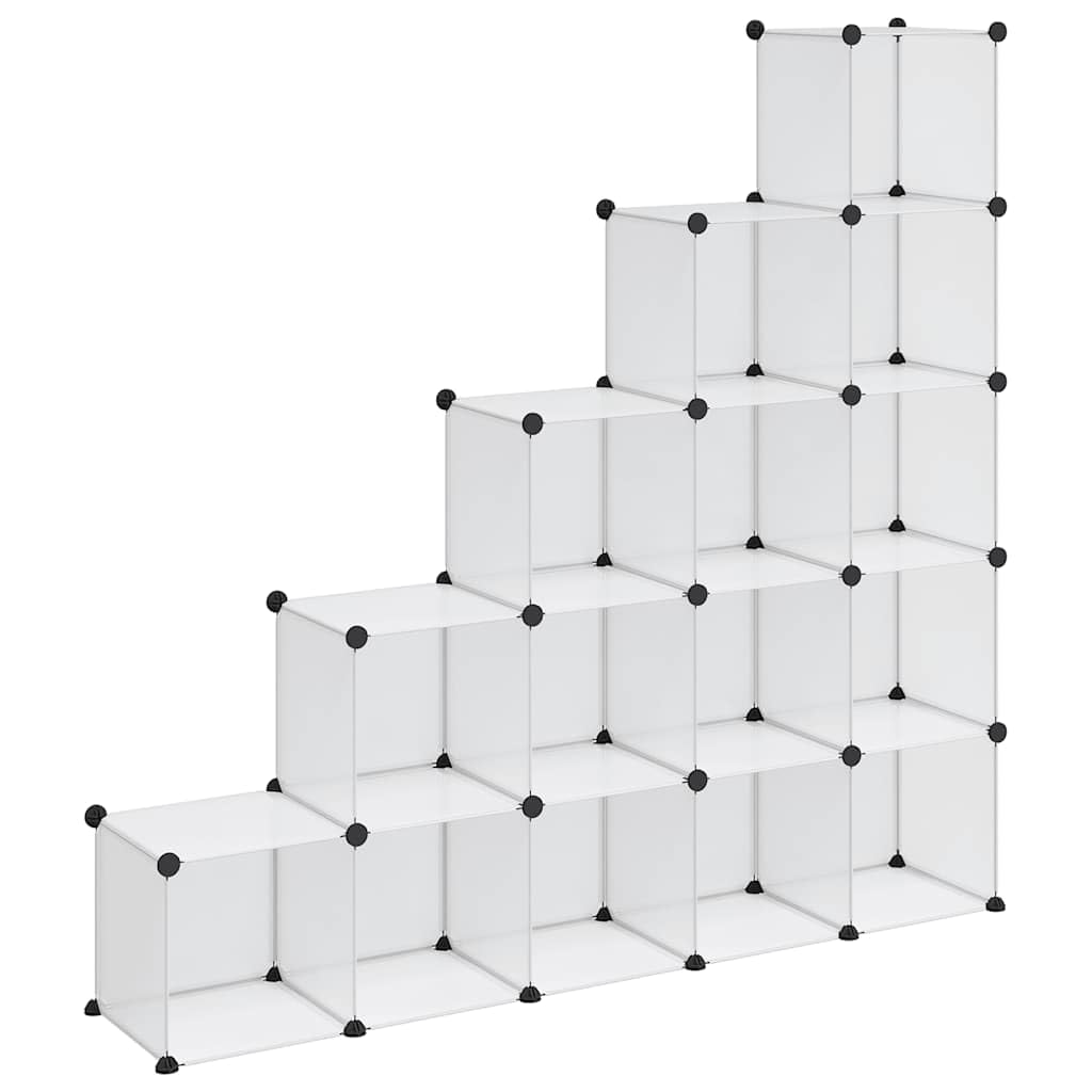 Generisch Estantería de cubo de polipropileno transparente con 15 cubos, estante de almacenamiento de paneles de plástico impermeable y marco de acero resistente, fácil de montar con martillo de