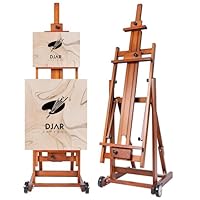 DJAR Extra Large Studio Painting Easel, Premium Beech Wood Movable & Tilting Flat, Adjustable Floor H-Frame Art Easel for Adults, Artists, Hold Canvas up to 78\", Walnut