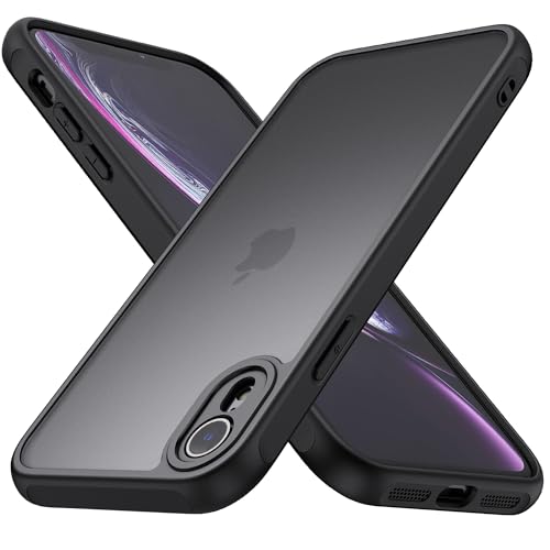 ZGCE Funda Mate para iPhone XR 6,1", Tacto Suave y Sedoso, Funda Translúcida Esmerilada Antichoque y Antirrayas - Negro