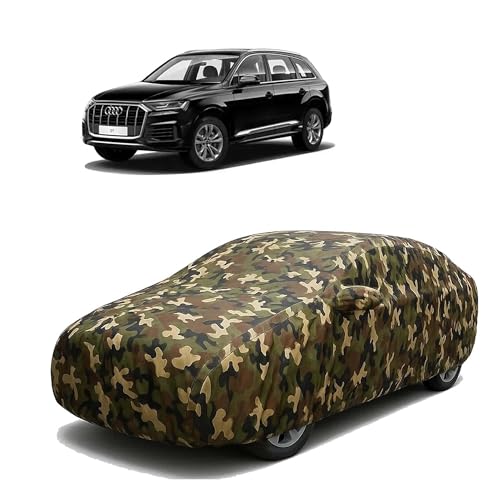 Image of Sulfar 100% Waterproof Car Body Cover Compatible with Mirror for Audi Q7 with Long Lasting Durable Material (Triple Stitched, Full Bottom Elastic, Camouflage Army)