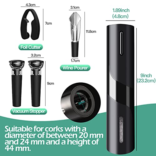 Tebikin Electric Wine Bottle Opener，Battery Operated Automatic Wine Bottle Corkscrew Opener With Foil Cutter,2 Wine Vacuum Stopper，Wine Pourer For Gift，Home，Party #TOP3