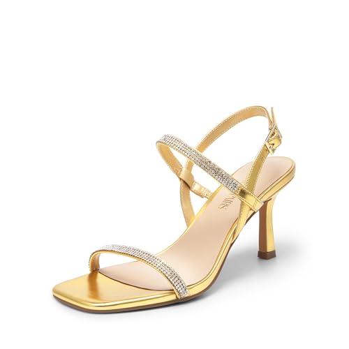 DREAM PAIRS Womens Slingback Heels Square Open Toe Strappy Sandals Ankle Strap High Heeled Dressy Shoes