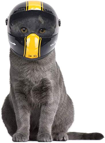 ペットバイクヘルメットヘルメット、子犬猫犬ペットヘルメット、頭の保護ヘルメット小さな屋外帽子オートバイペットミニヘルメット,イエロー
