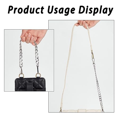 PH PandaHall 2pcs 12 Inch Silver Short Purse Extender Chain Flat Chain Strap Metal Bag Strap Replacement for DIY Metal Shoulder Hand Bag Wrist bag Extended Crossbody Bags Decorations Purses - Image 3