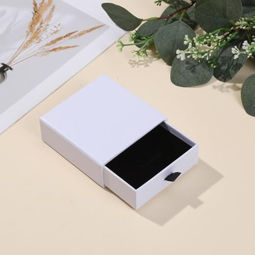 IDIDG 6 Pack Cardboard Jewelry Boxes, 3.15×3.15x1 Inch Jewelry Gift Boxes, Bulk Filled Small Christmas Boxes with Lids for Necklace Ring Earring Bracelets Christmas (6, White)