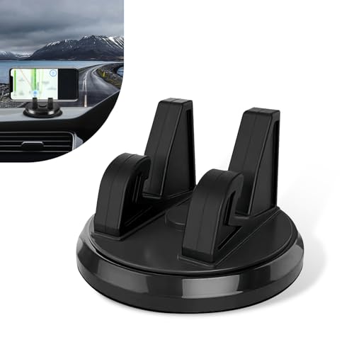 Neferta Pack-1 Car Dashboard Mobile Phone Holder, Vertical and Horizontal One-Handed Pick-up Navigation Holder, 360 Degree Rotatable Self-Adhesive Support Bracket, Universal for Cars Home (Black)