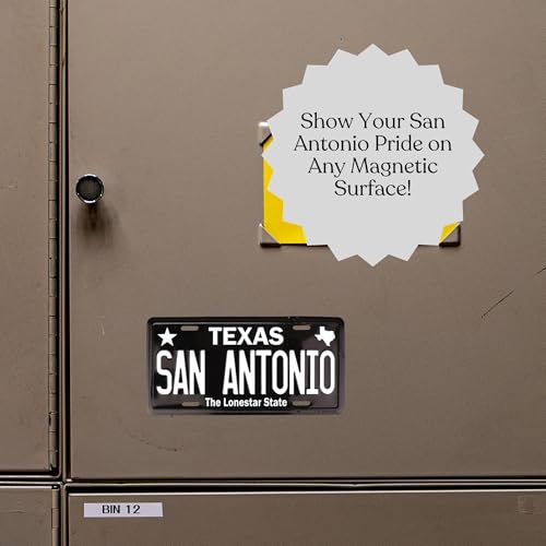 Imán Mini Placa San Antonio Texas Negro 3.5 x 1.10 pulgadas miniatura 6