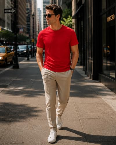 Image of Men's 100% Cotton Crew Neck T-Shirt, Regular Fit