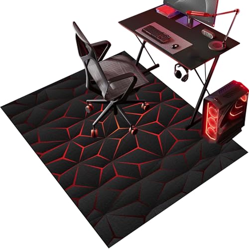 Tapis Chaise Gaming Antidérapant Tapis pour Fauteuil, Tapis Gaming Sol pour Sols durs, Tapis Chaise de Bureau, Protège Sol Protection Sol Gamer Bureau Gaming pour Salon, Chambre, Bureau 130 x 160 cm