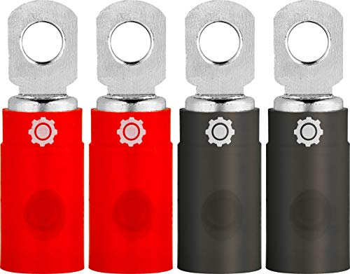 Installgear 4 Gauge Tinned Pure Copper Set Screw Ring Terminals With Rubber Boots, 4-Pack | Electrical Connectors, Heat Shrink Wire Connectors For 4 Gauge Wire #TOP11