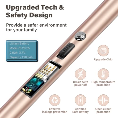 Image of Electric Candle Lighter Windproof USB Rechargeable Flameless Long Neck Lighter for Candles Gas Stove Fireplace BBQ Kitchen Grills (Gold) (Rose Gold)