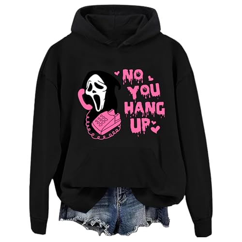 No You Hang Up Scream - Sudadera con capucha, sudadera con capucha con texto en inglés 'No You Hang Up', con capucha y cuello, Negro, 3XL