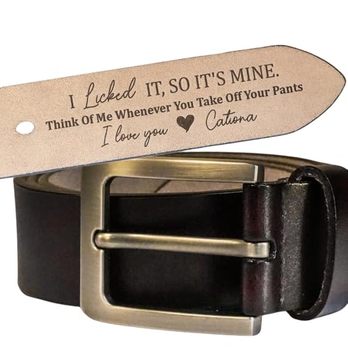 I Licked It, So It's Mine Personalized Engraved Leather Belt Adjustable Leather Belt Gifts For Men, Custom Leather Belt For Men, Personalized Belts For Men Birthday Anniversary Christmas Gifts For Him