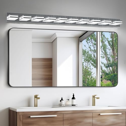 Image of IZORRO LED Modern Bathroom Lights Fixtures(10-Light,Dimmable),Chrome Acrylic Wall Lighting,Vanity Lights for Bathroom Over Mirror - 6000k 40In （No Assembly Required）